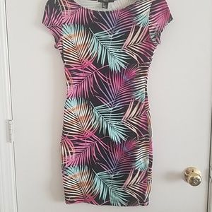 Palm print mini dress